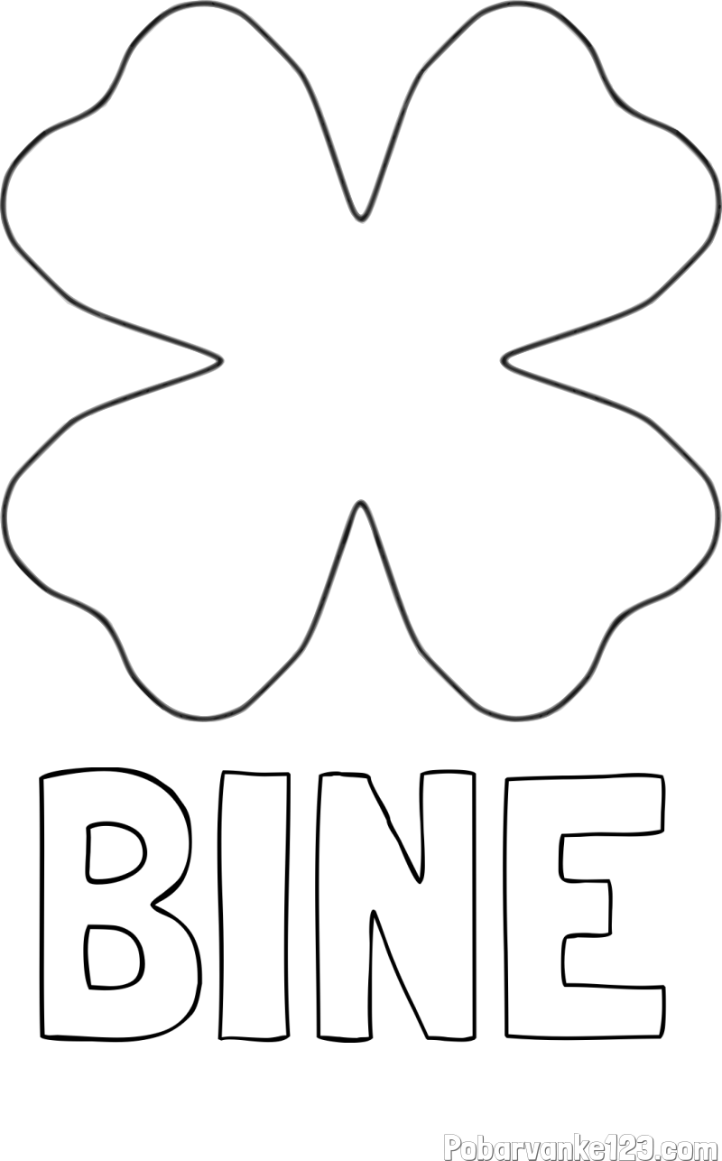 Pobarvanka imena BINE in pobarvanka štiriperesna deteljica