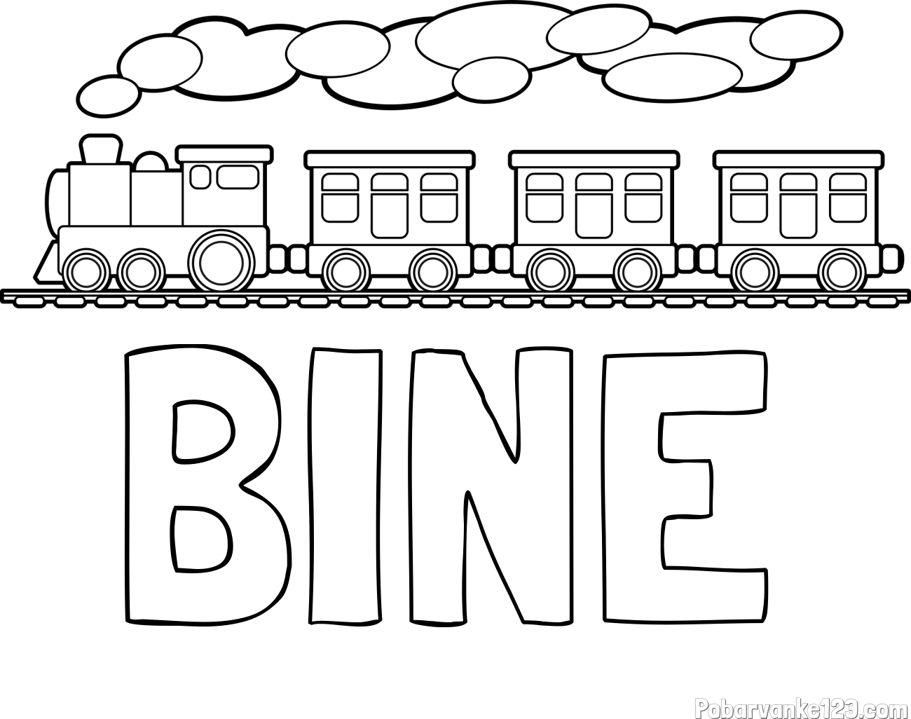 Pobarvanka imena BINE in pobarvanka vlaka