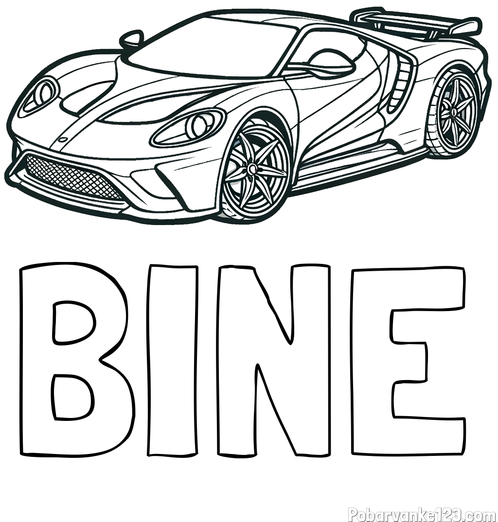 Pobarvanka imena BINE in Športni avtomobil