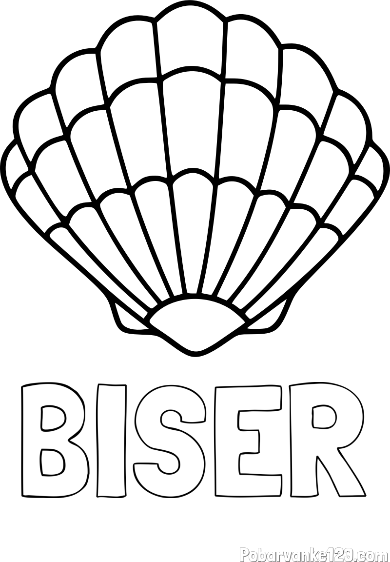 Pobarvanka imena BISER in pobarvanka školjke