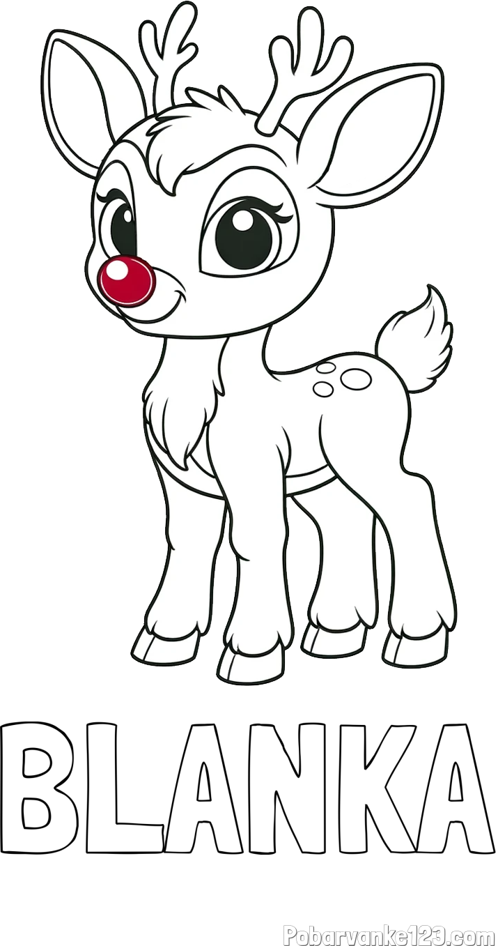 Pobarvanka imena BLANKA in pobarvanka nasmejanega jelenčka Rudolfa