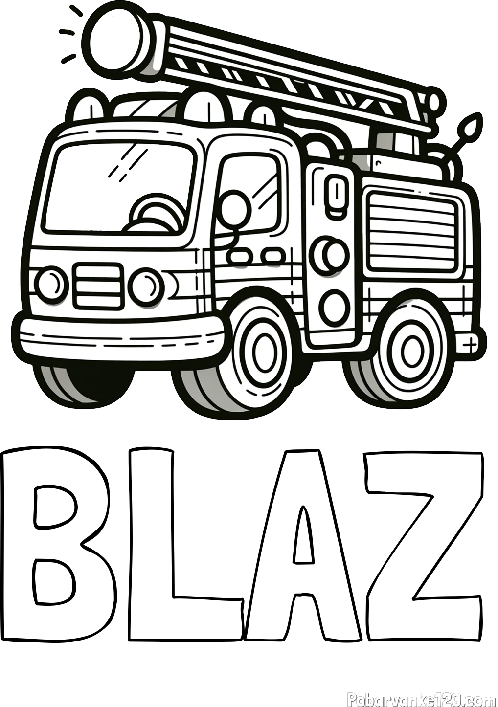 Pobarvanka imena BLAŽ in otroška pobarvanka preprostega gasilskega avta