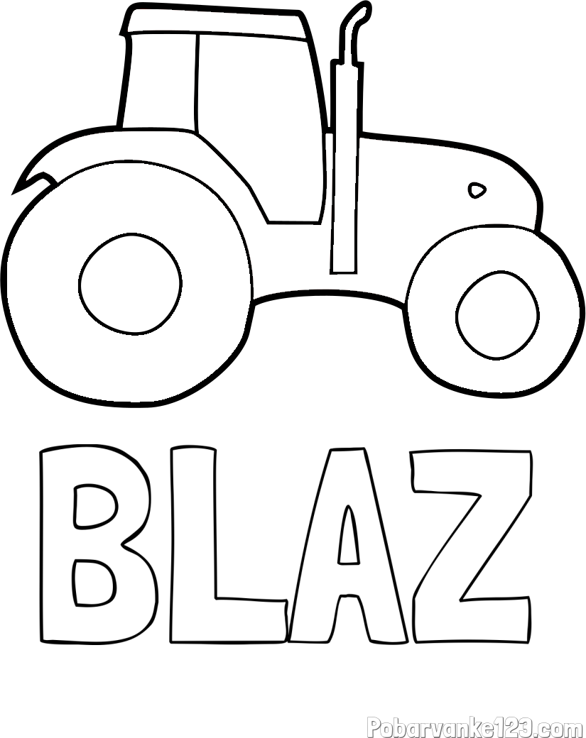 Pobarvanka imena BLAŽ in otroška pobarvanka traktorja