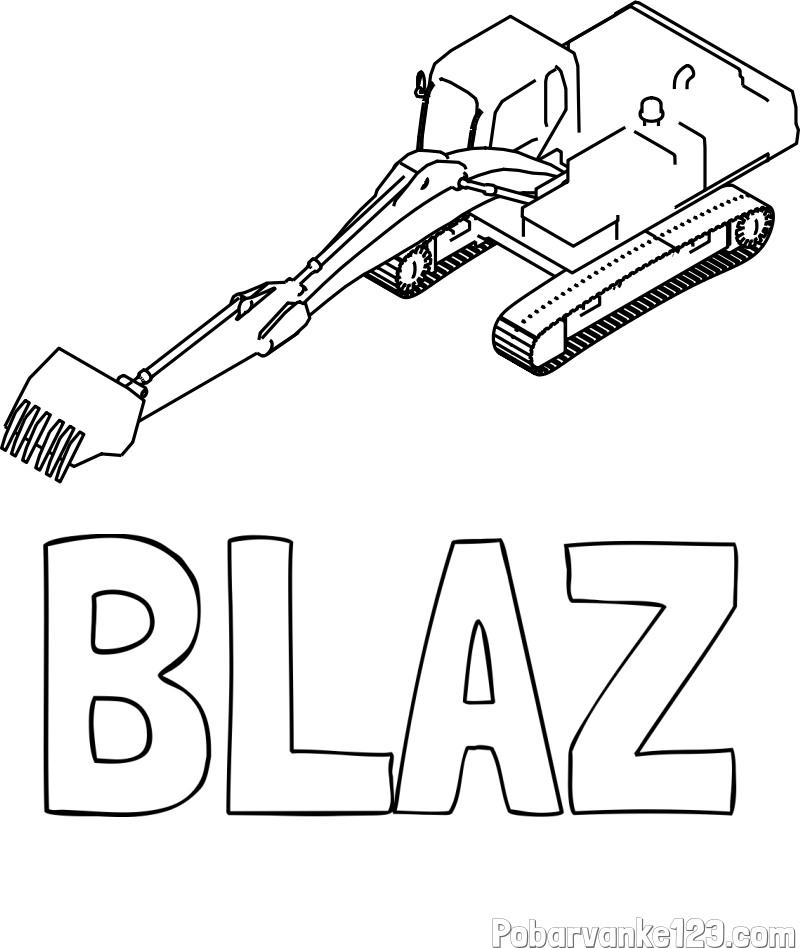 Pobarvanka imena BLAŽ in pobarvanka bagra