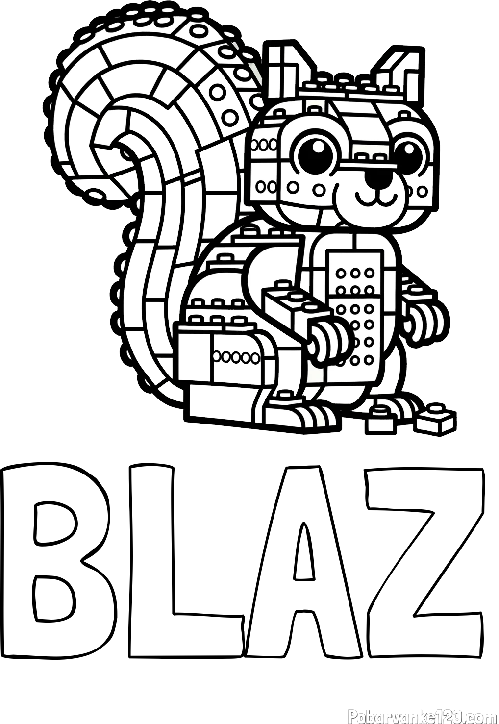 Pobarvanka imena BLAŽ in pobarvanka LEGO veverice