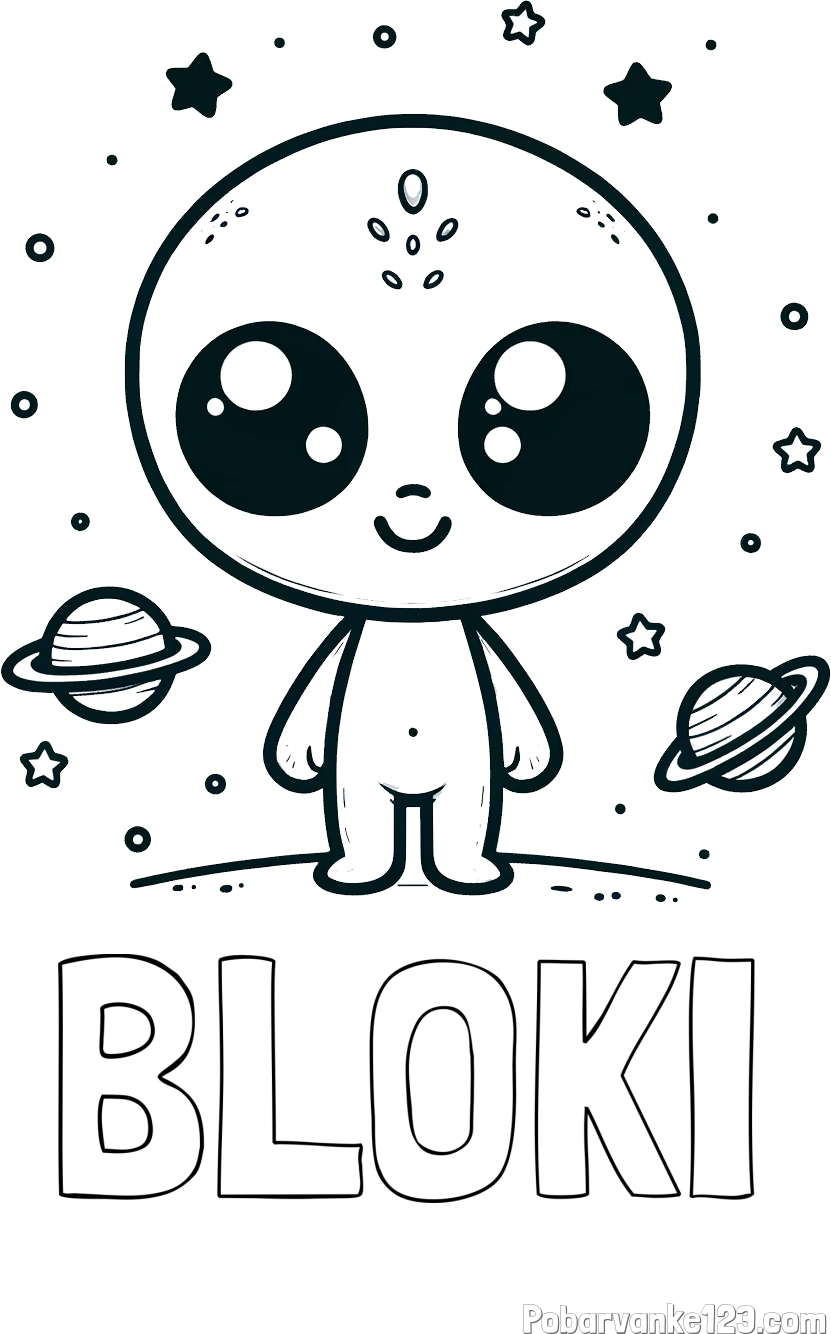 Pobarvanka imena BLOKI in pobarvanka vesoljec