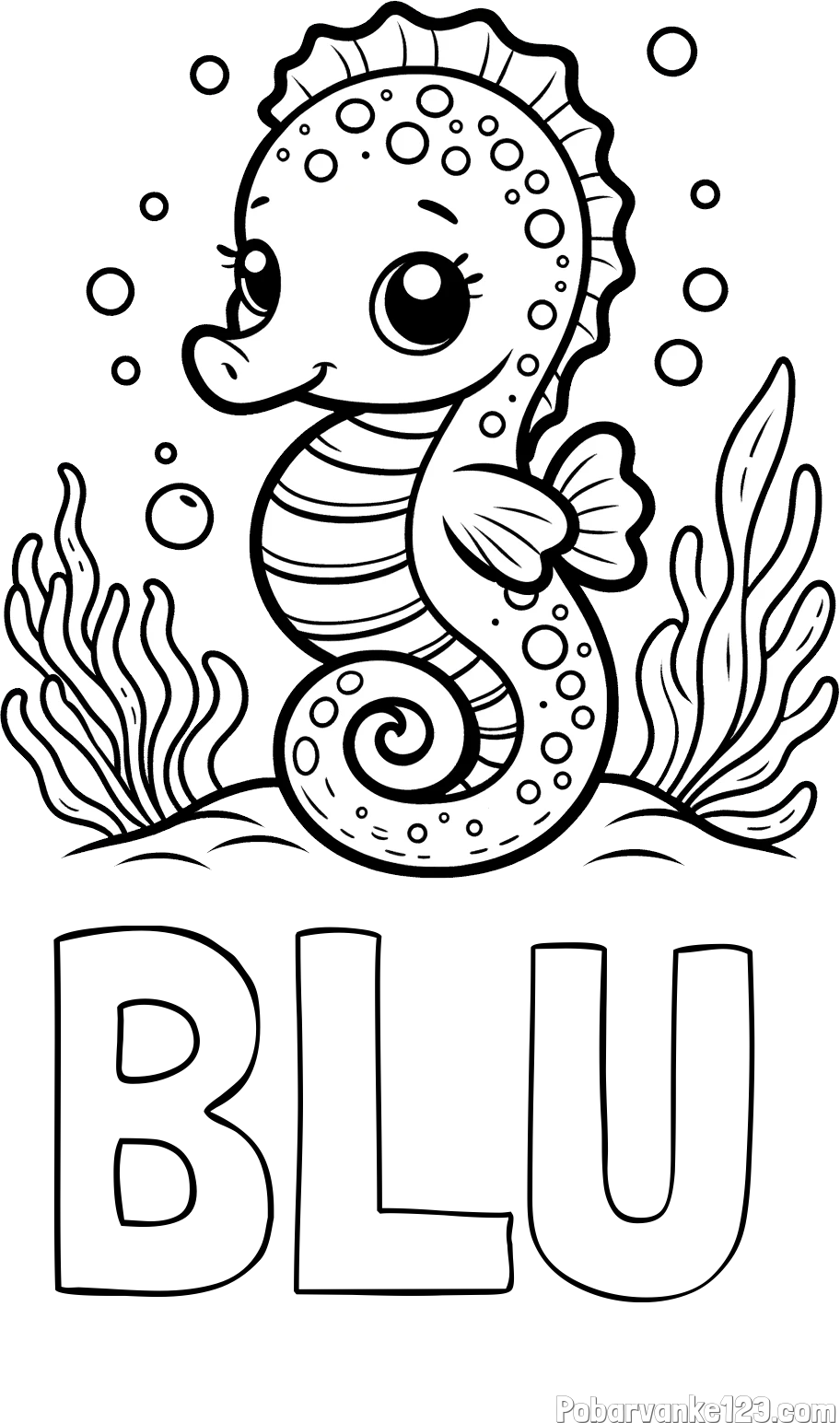 Pobarvanka imena BLU in pobarvanka morskega konjička
