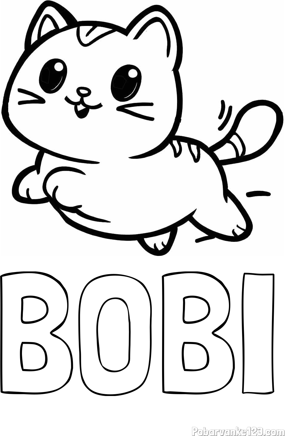 Pobarvanka imena BOBI in pobarvanka prikupne mačke med tekom