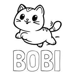 Online izdelana pobarvanka - Pobarvanka imena BOBI in pobarvanka prikupne mačke med tekom