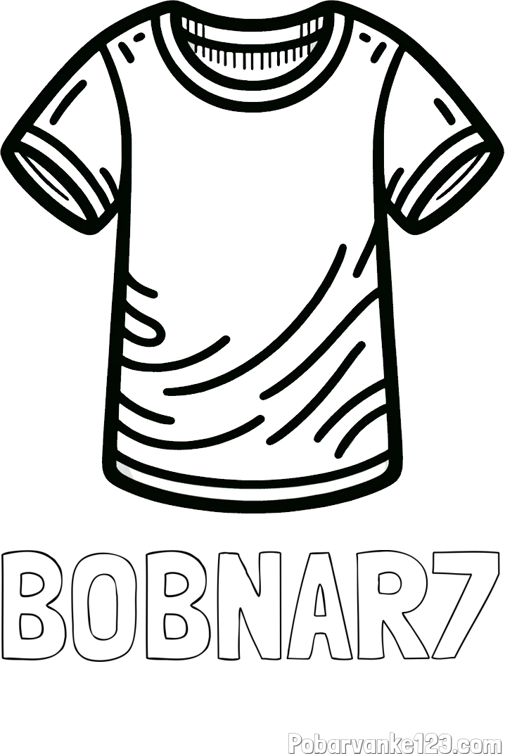 Pobarvanka imena BOBNAR7 in otroška pobarvanka kratke majice