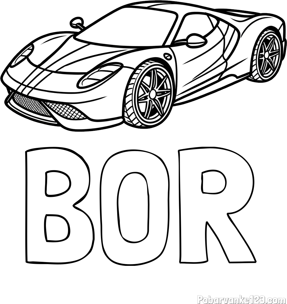 Pobarvanka imena BOR in pobarvanka dirkalnega avtomobila