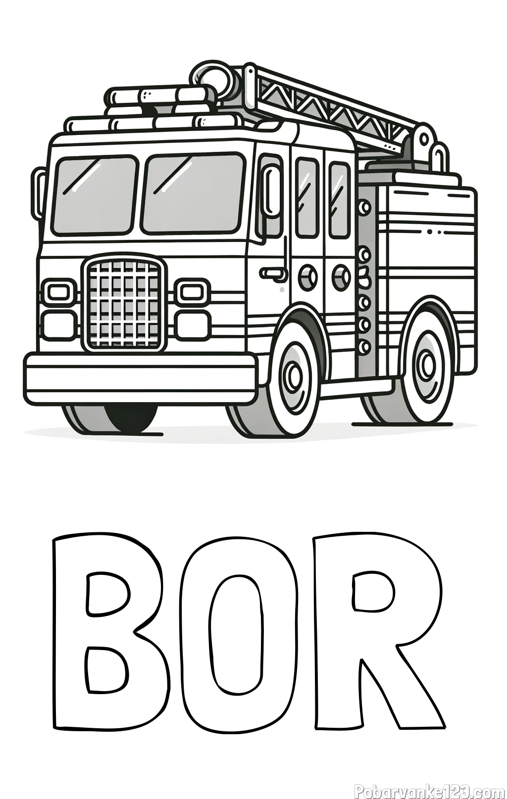 Pobarvanka imena BOR in pobarvanka velikega gasilskega avta