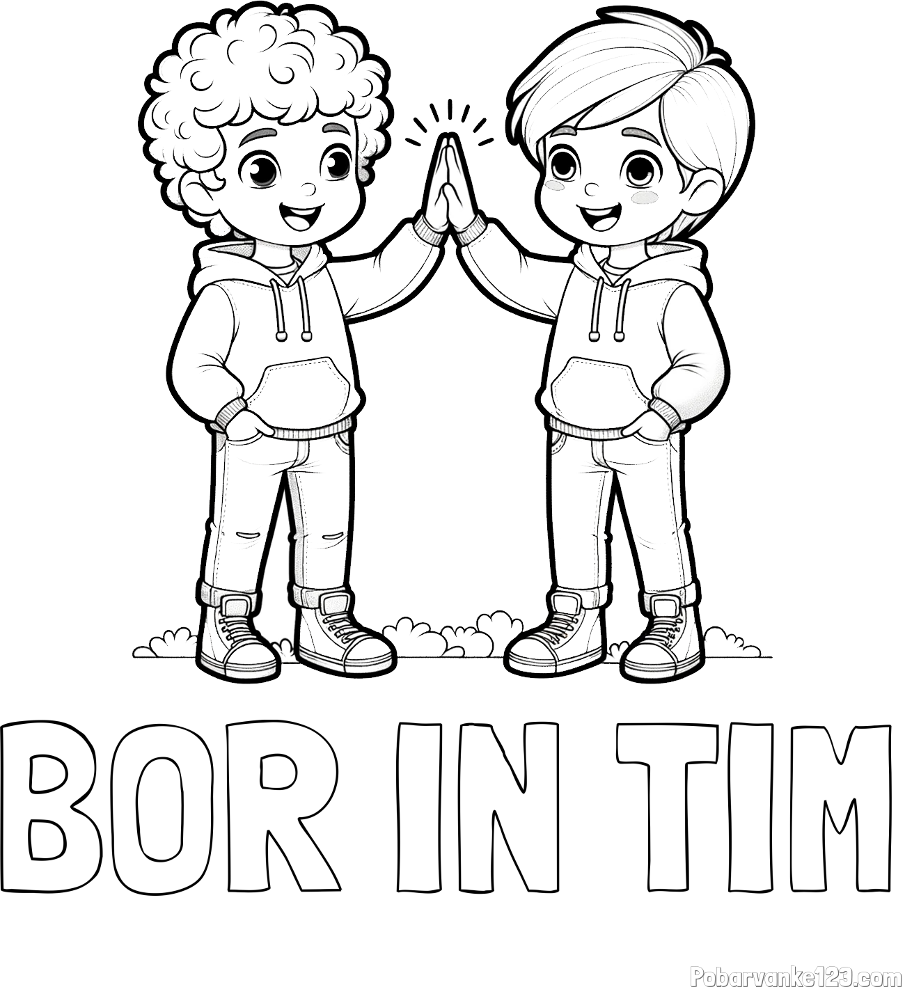 Pobarvanka imena BOR IN TIM in pobarvanka prijatlejev