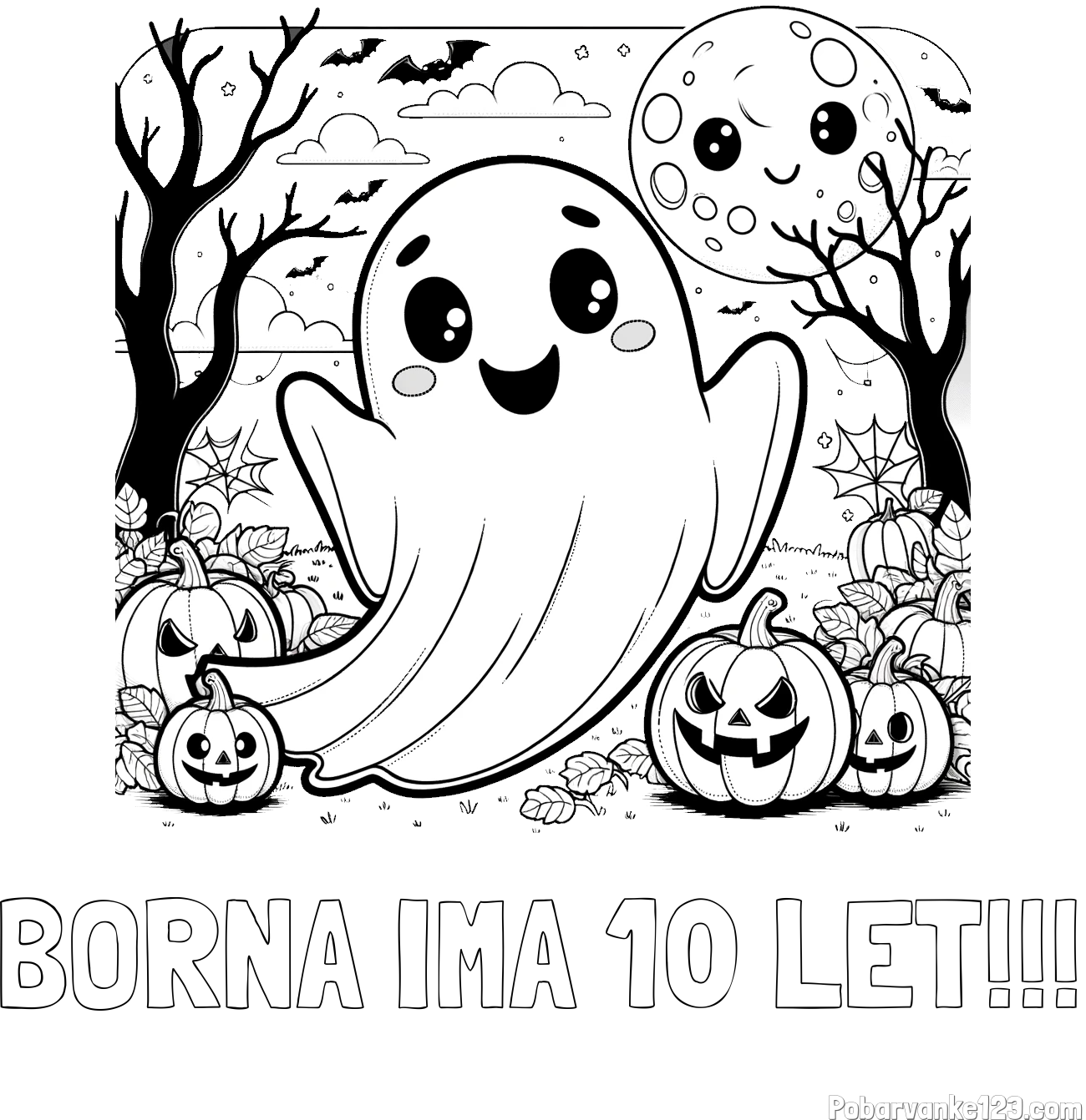 Pobarvanka imena BORNA IMA 10 LET!!! in pobarvanka ljubkega duhca in buč za noč čarovnic