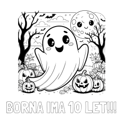 Online izdelana pobarvanka - Pobarvanka imena BORNA IMA 10 LET!!! in pobarvanka ljubkega duhca in buč za noč čarovnic