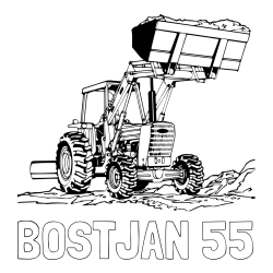 Online izdelana pobarvanka - Pobarvanka imena BOŠTJAN 55 in pobarvanka velikega traktorja med prenosom zemljine