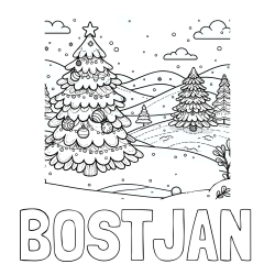 Online izdelana pobarvanka - Pobarvanka imena BOŠTJAN in pobarvanka božične smrečice v naravi