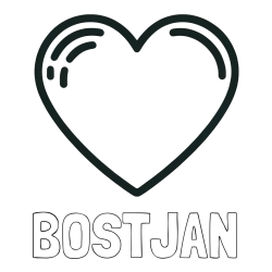Online izdelana pobarvanka - Pobarvanka imena BOŠTJAN in pobarvanka lepega srčka