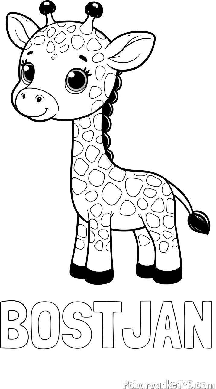 Pobarvanka imena BOŠTJAN in pobarvanka simpatične žirafe