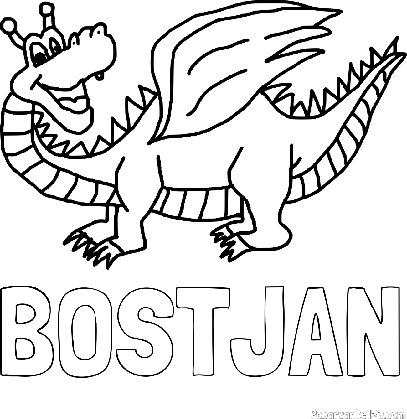 Pobarvanka imena BOŠTJAN in pobarvanka zmajčka