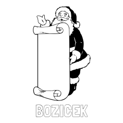 Pobarvanka imena BOŽIČEK in pobarvanka Božička s seznamom želja