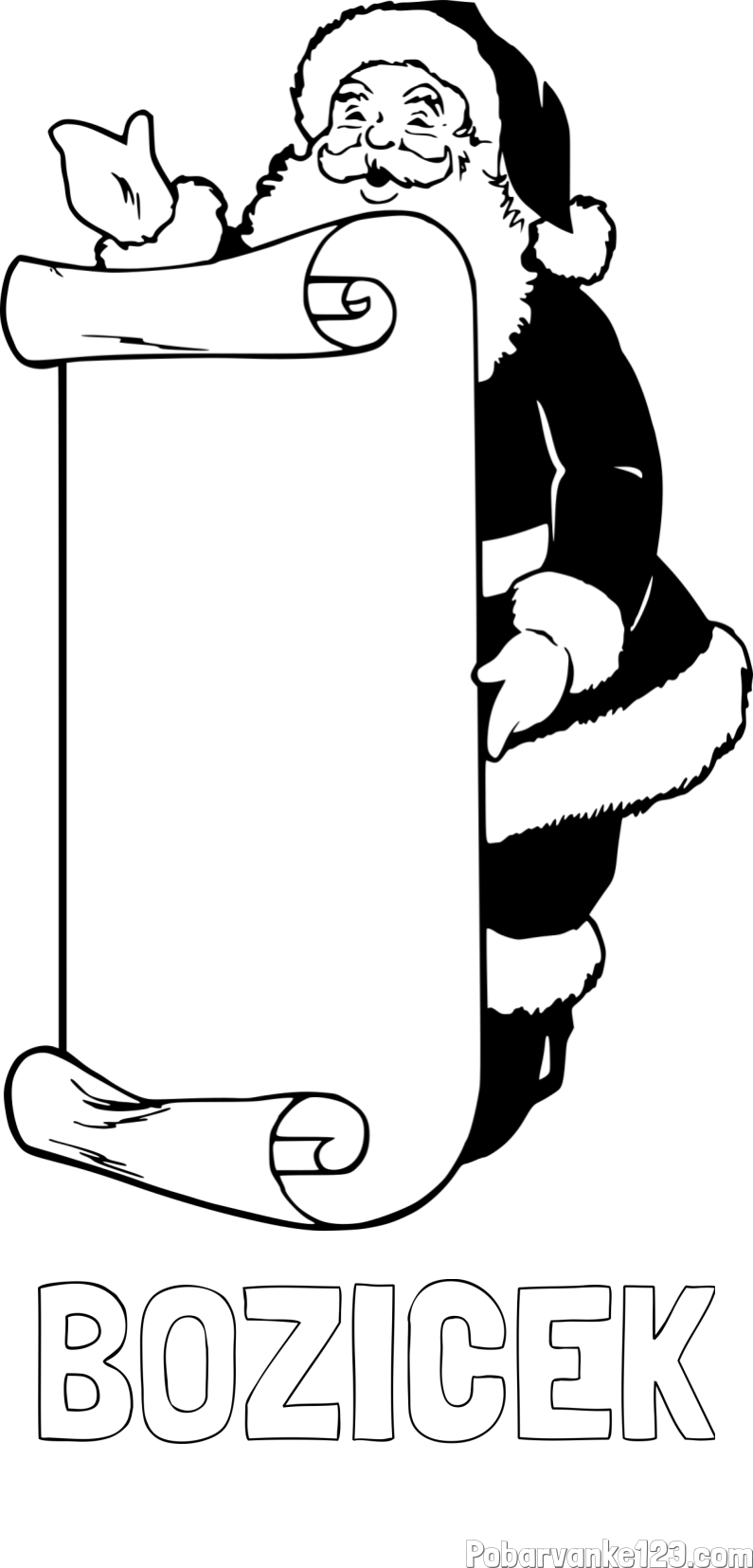 Pobarvanka imena BOŽIČEK in pobarvanka Božička s seznamom želja