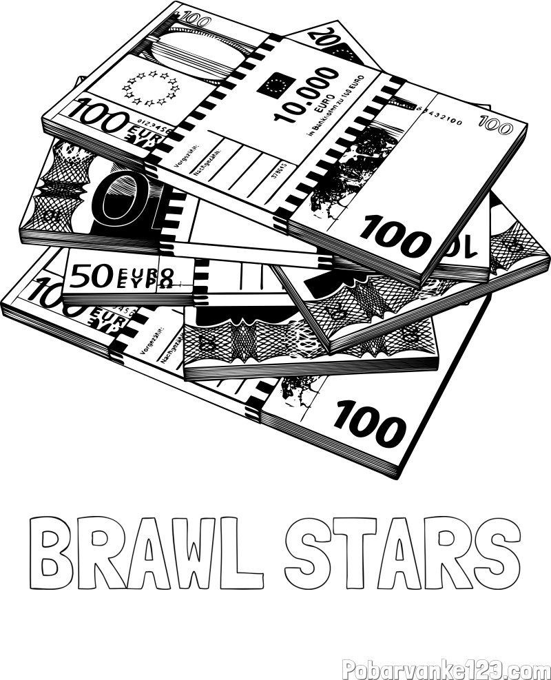 Pobarvanka imena BRAWL STARS in pobarvanka evrskih bankovcev