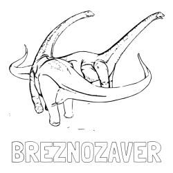 Online izdelana pobarvanka - Pobarvanka imena BREZNOZAVER in pobarvanka dinozavra Alamosaurus
