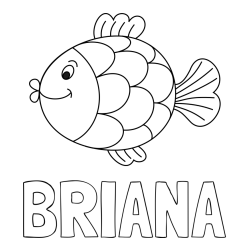 Online izdelana pobarvanka - Pobarvanka imena BRIANA in pobarvanka ribice