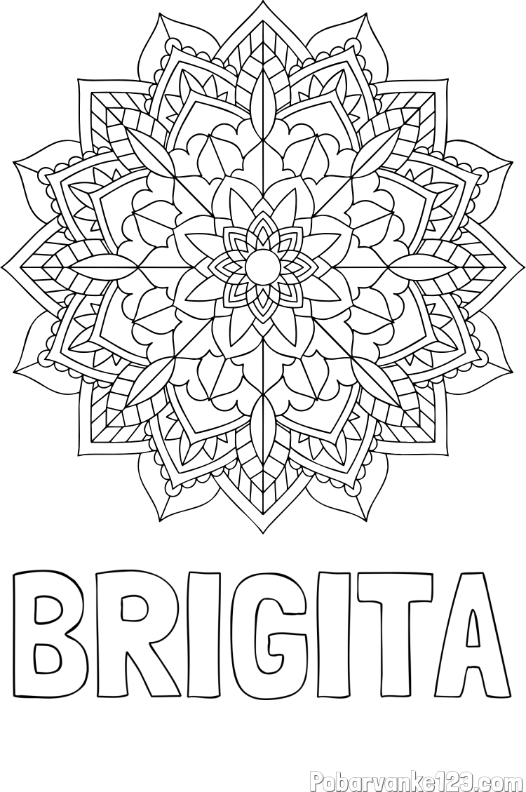 Pobarvanka imena BRIGITA in Čudovita pobarvanka mendale