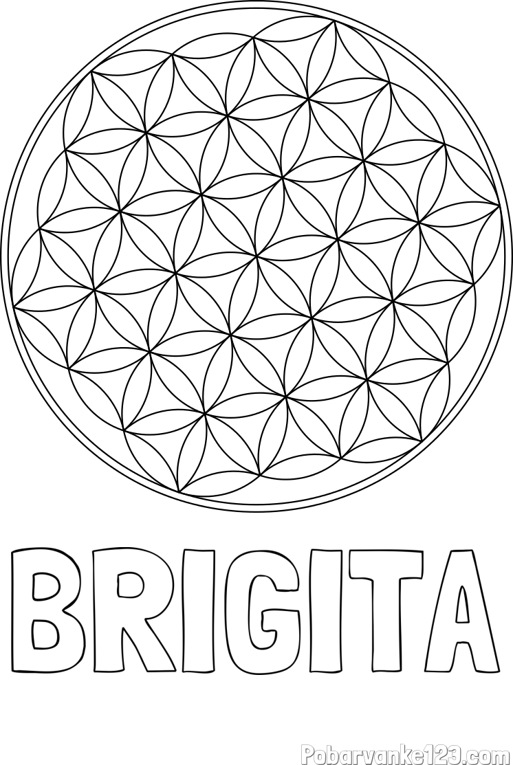 Pobarvanka imena BRIGITA in mandale