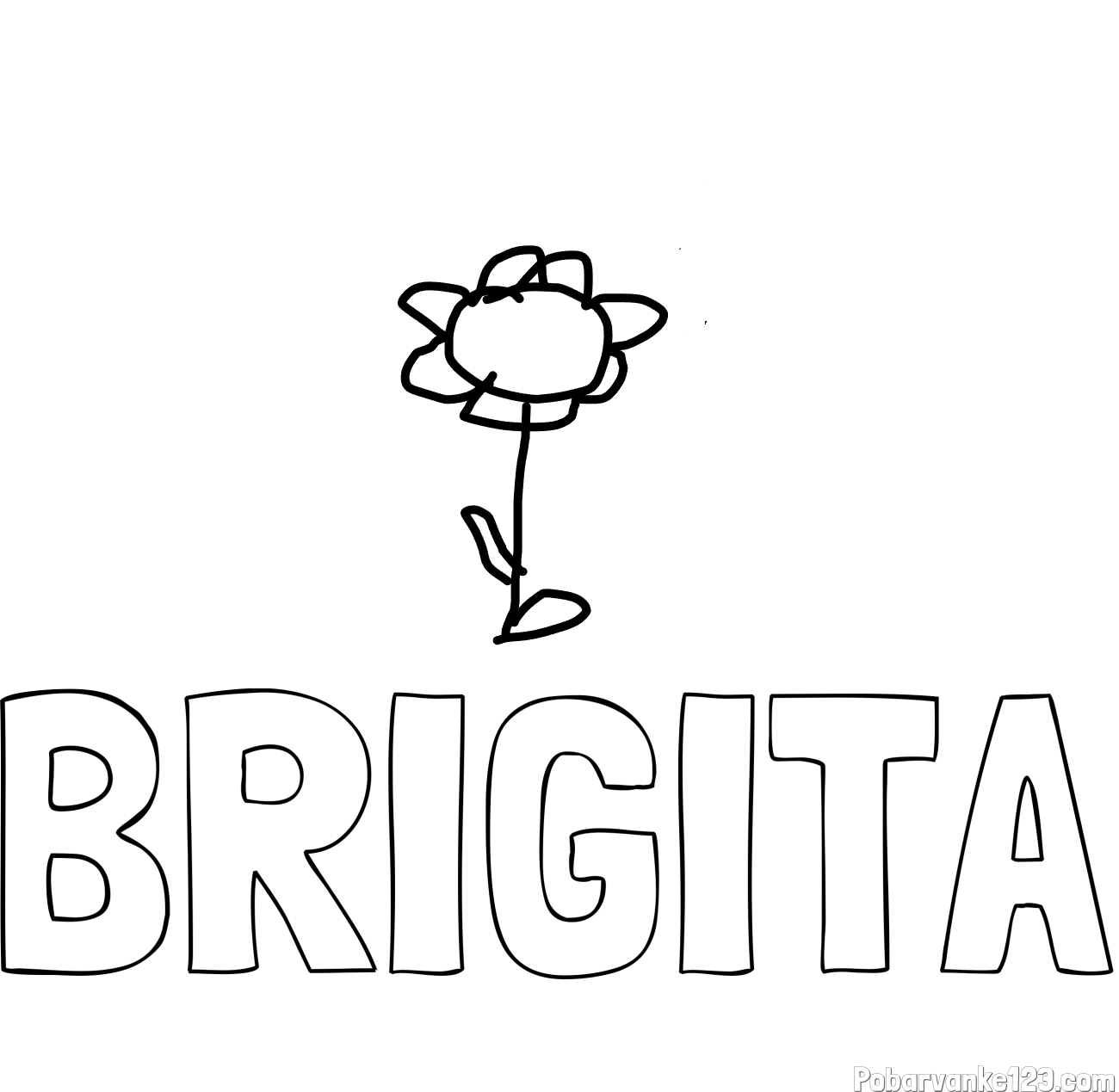 Pobarvanka imena BRIGITA in roža 00000