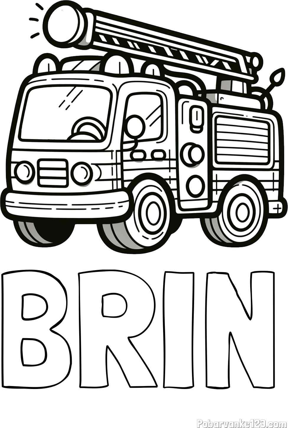 Pobarvanka imena BRIN in otroška pobarvanka preprostega gasilskega avta