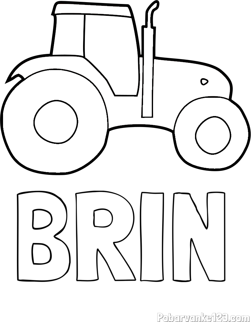 Pobarvanka imena BRIN in otroška pobarvanka traktorja