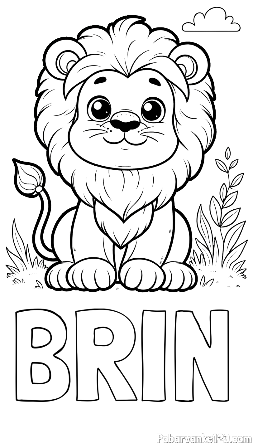 Pobarvanka imena BRIN in pobarvanka ljubkega leva