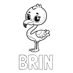 Online izdelana pobarvanka - Pobarvanka imena BRIN in pobarvanka majhnega flaminga