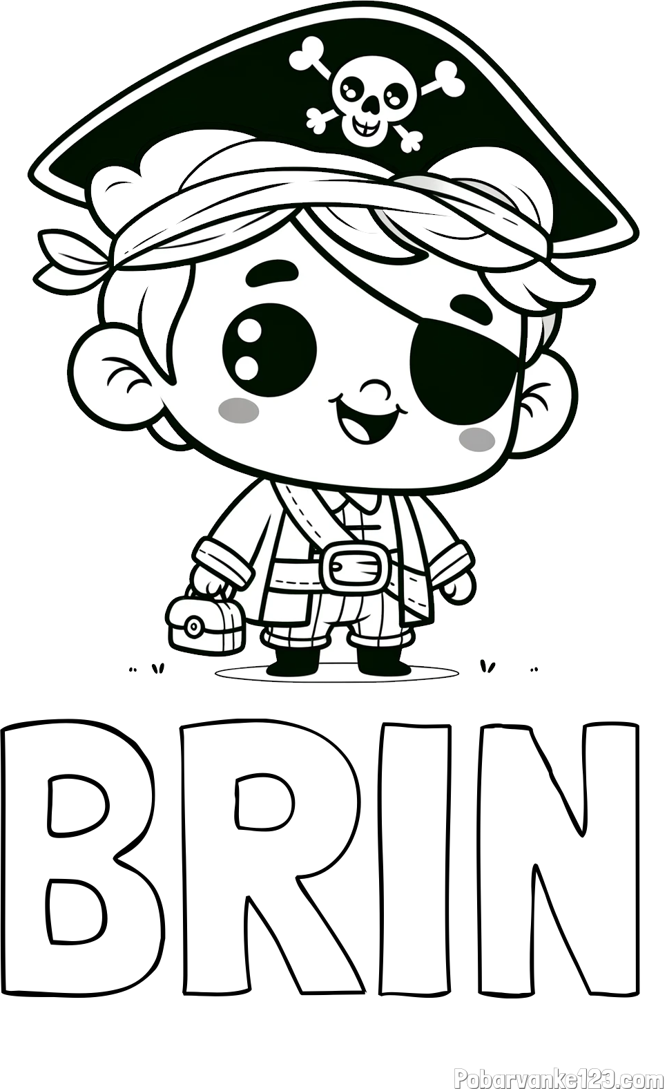 Pobarvanka imena BRIN in pobarvanka nasmejanega gusarja