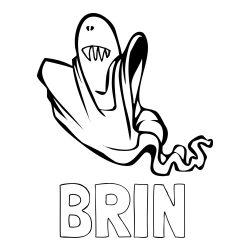 Online izdelana pobarvanka - Pobarvanka imena BRIN in pobarvanka strašnega duhca