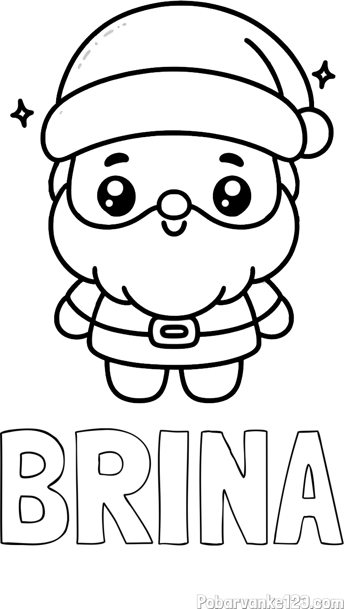Pobarvanka imena BRINA in enostavna otroška pobarvanka Božička