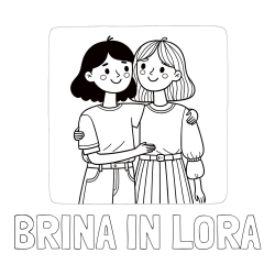 Online izdelana pobarvanka - Pobarvanka imena BRINA IN LORA in otroška pobarvanka dveh prijateljic