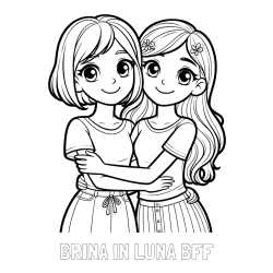 Online izdelana pobarvanka - Pobarvanka imena BRINA IN LUNA BFF in pobarvanka ljubkih prijateljic