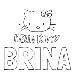 Online izdelana pobarvanka - Pobarvanka imena BRINA in pobarvanka ljubke mucke Hello Kitty