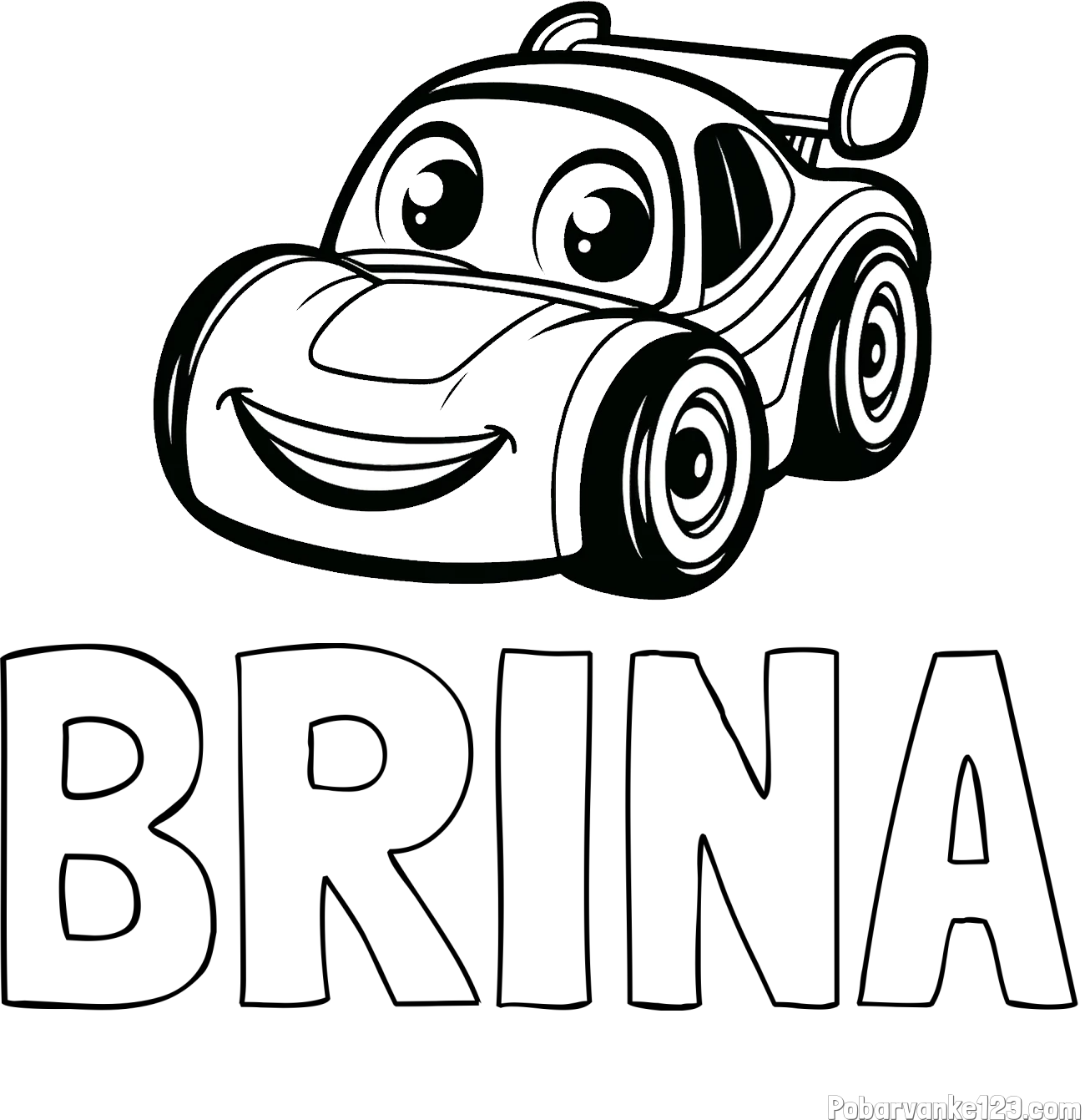 Pobarvanka imena BRINA in pobarvanka otroškega avtomobila