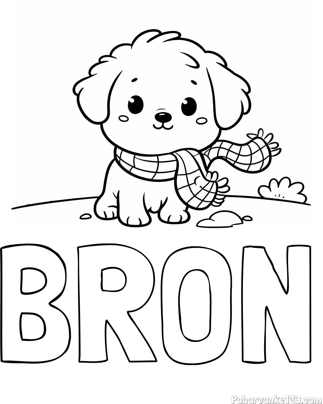 Pobarvanka imena BRON in pobarvanka prikupnega psička