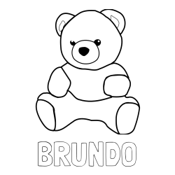 Online izdelana pobarvanka - Pobarvanka imena BRUNDO in pobarvanka medvedka