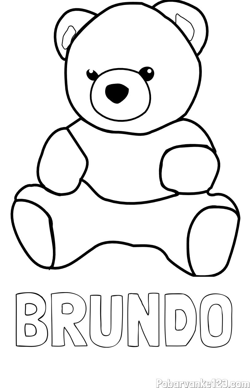 Pobarvanka imena BRUNDO in pobarvanka medvedka