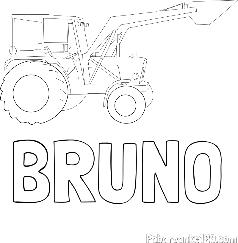 Pobarvanka imena BRUNO in traktor 2