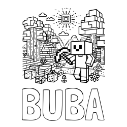 Online izdelana pobarvanka - Pobarvanka imena BUBA in pobarvanka Minecraft sveta