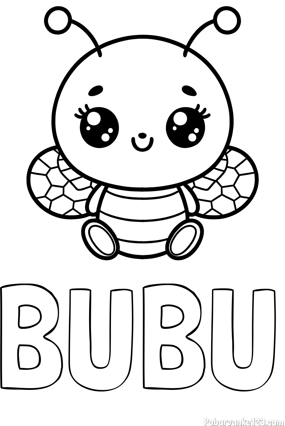 Pobarvanka imena BUBU in otroška pobarvanka ljubke čebele