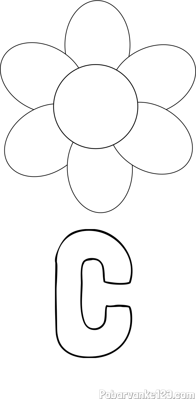 Pobarvanka imena C in otroška pobarvanka cveta